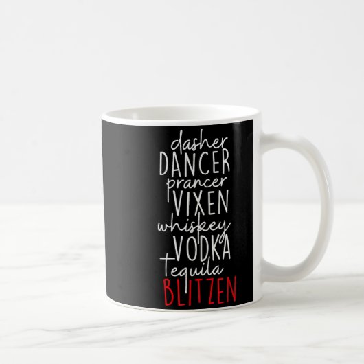 Mug Drôle de Noël Dasher Danseur Prancer Vixen Moustac (Droite)