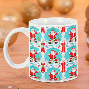 Mug Drôle de Noël Mme Claus bat Santa à la pêche