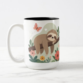 Mug Drôle de Paresseux avec Couleur à l'Intérieur