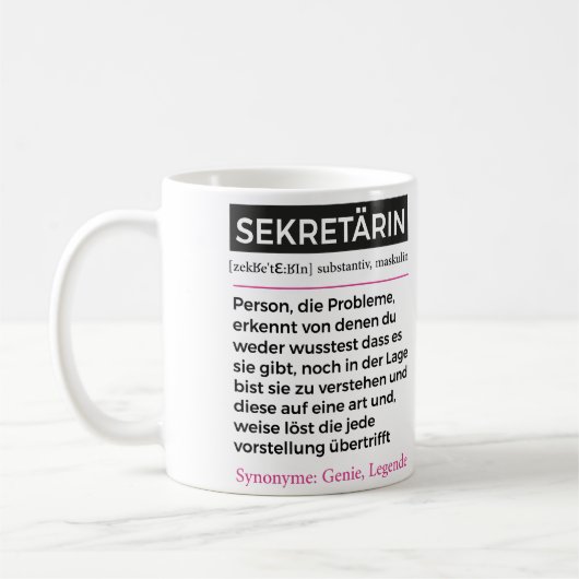 Mug Drôle de secrétaire, d'assistante, de proverbe Cad (Gauche)