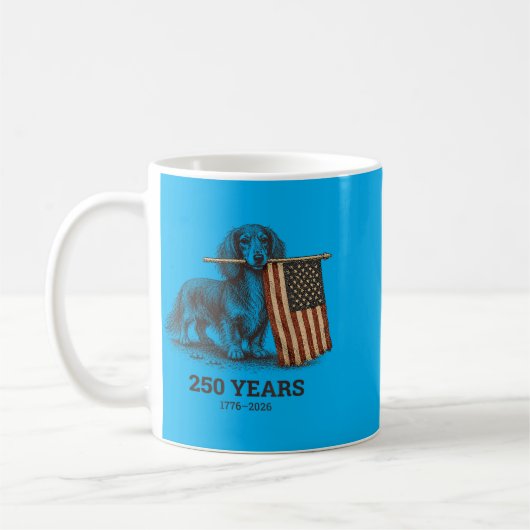 Mug Drôle de teckel Wiener aux cheveux longs rouges et (Gauche)