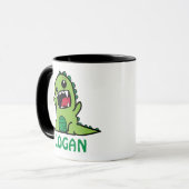 Mug Drôle dessin animé de dinosaure avec nom (Devant gauche)