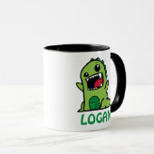 Mug Drôle dessin animé de dinosaure avec nom (Devant droit)