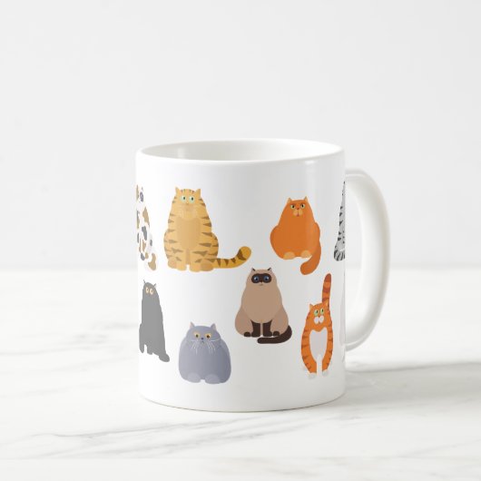 Mug Drôle dessin animé grasse chats vue (Devant droit)
