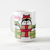 Mug Drôle dessin de pingouin pour enfant Personnalisé (Devant gauche)