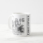 Mug Drôle dessin robot. Femme au lit avec un robot (Devant gauche)