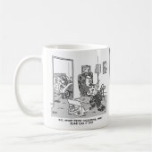 Mug Drôle dessin robot. Femme au lit avec un robot (Gauche)
