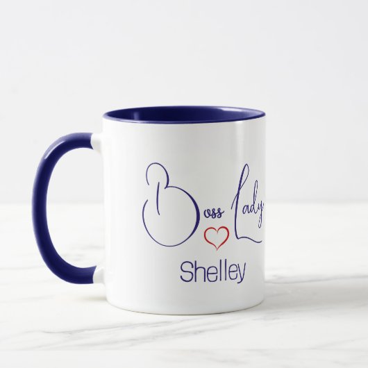 Mug Drôle Dit Boss Lady Simple Dark Blue Script (Gauche)