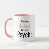 Mug Drôle Doux mais Psycho | Cute (Gauche)
