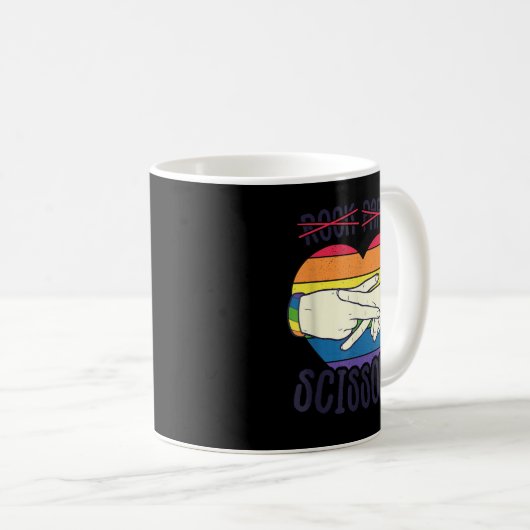 Mug Drôle Drôle Lesbienne Pride Drapeau Rock Ciseaux d (Devant droit)