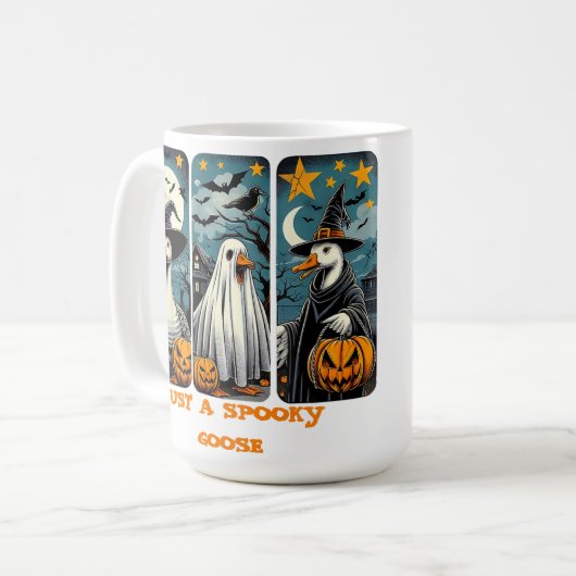 Mug Drôle Éffrayant Oie Halloween sorcière Citrouille (Devant gauche)
