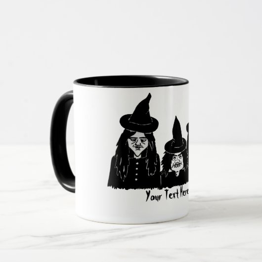 Mug drôle éffrayante sorcière noire effrayante hallowe (Devant gauche)