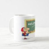 Mug Drôle enseignant de dessin animé Bienvenue à l'éco (Devant gauche)