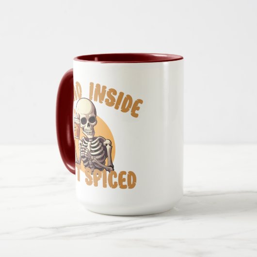 Mug Drôle épice Citrouille, Mort à l'intérieur mais ép (Devant gauche)