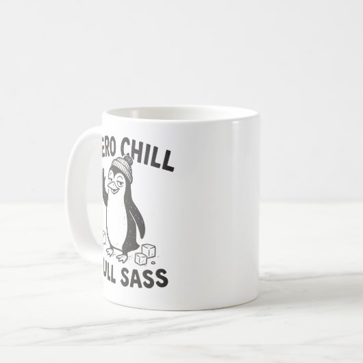 Mug Drôle et Sarcastique Zero Chill Full Sass Penguin (Devant gauche)