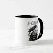 Mug Drôle F-Caw-F Corbeau Drôle Halloween Rétro Classi (Devant droit)