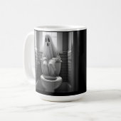 Mug Drôle fantôme assis dans les toilettes (Devant gauche)