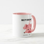 Mug Drôle Fatigué Piglet Temps de retraite Rose (Devant droit)