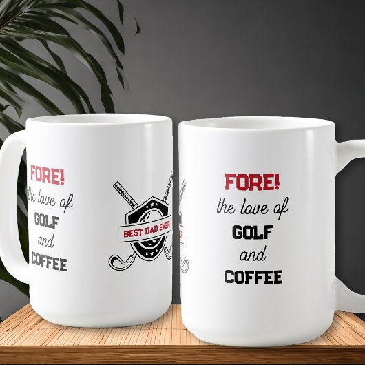 Mug Drôle Golf et café Téméraire Typographie Personnal