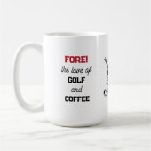Mug Drôle Golf et café Téméraire Typographie Personnal (Gauche)