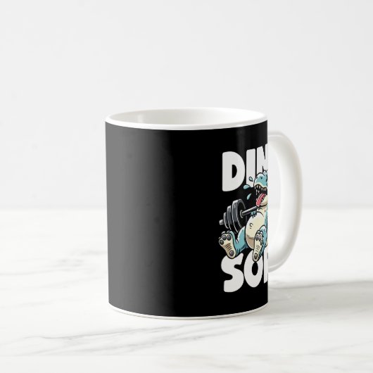 Mug Drôle Gym Entraînement Dinosaure Poids Lifting Gym (Devant droit)
