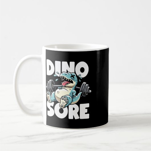 Mug Drôle Gym Entraînement Dinosaure Poids Lifting Gym (Gauche)