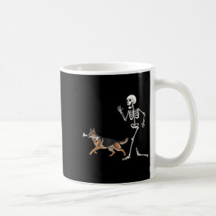 Mug Drôle Halloween berger allemand et squelette
