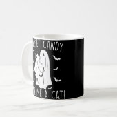 Mug Drôle Halloween Cat Ghost Oublier Candy Donner Moi (Devant gauche)