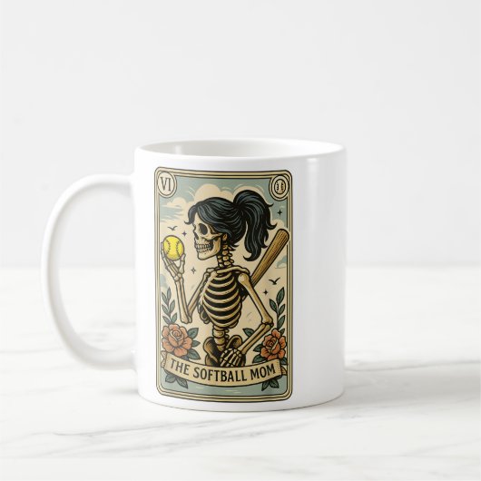 Mug Drôle Halloween softball maman maman Skeleton Taro (Gauche)
