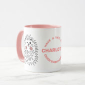 Mug Drôle Hérisson. Bonne Journée Et Votre Nom (Devant gauche)