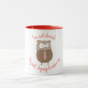 Mug Drôle hibou ivre mignon dessin animé boire humour