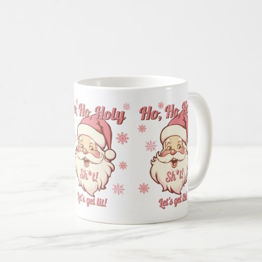 Mug Drôle Ho Ho Obtenir Lit Retro Père Noël Noël (Devant droit)