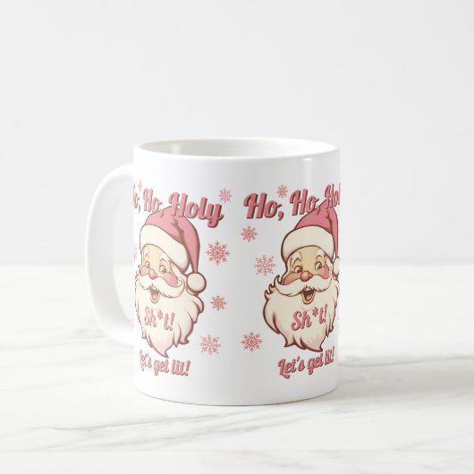 Mug Drôle Ho Ho Obtenir Lit Retro Père Noël Noël (Devant gauche)