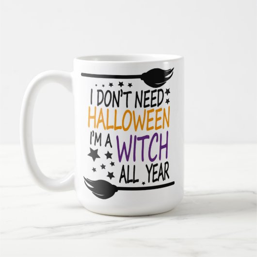 Mug Drôle Humour Halloween sorcier Broomstick (Gauche)