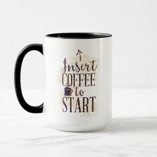 Mug Drôle Insérer le café pour démarrer Amateurs de ca (Gauche)