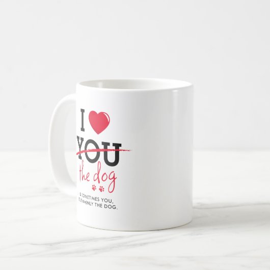 Mug Drôle J'Aime Le Chien Valentines (Devant gauche)