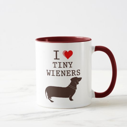 Mug Drôle J'Aime Mince Wiener Dachshund (Droite)