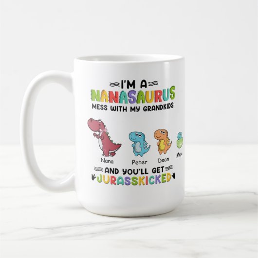 Mug Drôle Je suis un nanasaurus jusqu'à 3 enfants Café (Gauche)