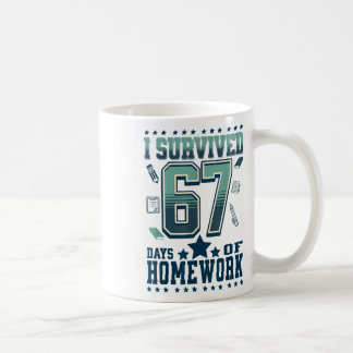 Mug Drôle Je Survivécu 67 Jours École Difficile Devoir