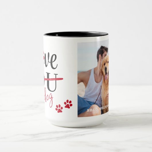 Mug Drôle Je t'aime Chien Personnalisé Animaux de comp (Centre)
