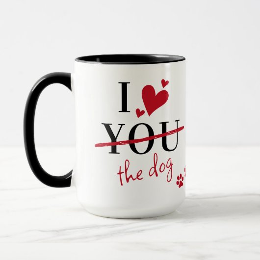 Mug Drôle Je t'aime Chien Valentines Personnalisé Anim (Gauche)