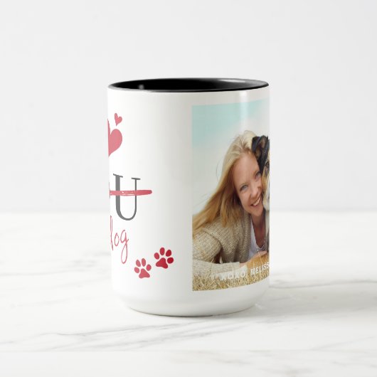 Mug Drôle Je t'aime Chien Valentines Personnalisé Anim (Centre)