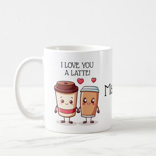 Mug Drôle Je T'Aime Un Latte (Gauche)