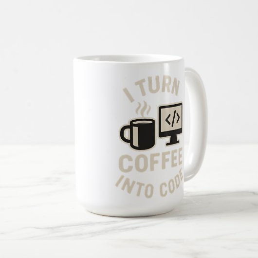 Mug Drôle, Je Transforme Le Café En Code (Devant droit)