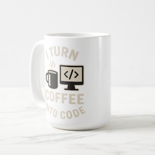 Mug Drôle, Je Transforme Le Café En Code (Devant gauche)