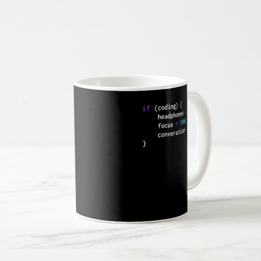 Mug Drôle Joke Programmation Si Coder Casques Focus (Devant droit)