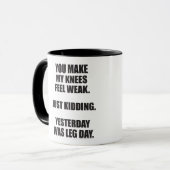 Mug Drôle Jour de la Jambe Dire - Bodybuilding Gym Hum (Devant gauche)