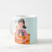 Mug Drôle Joyeux Chat sans enfant dame (Devant gauche)