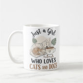 Mug drôle Juste une fille qui aime les chats et les ch (Gauche)