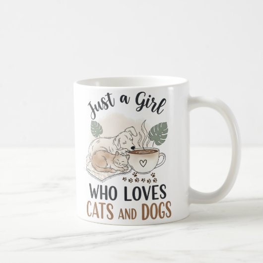 Mug drôle Juste une fille qui aime les chats et les ch (Droite)